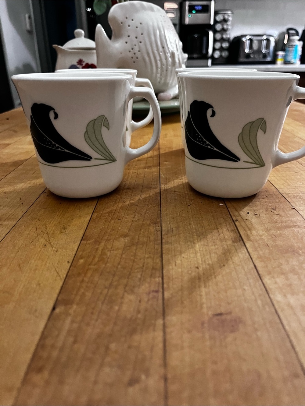 Vintage 90's Corelle Corningware Black Orchid Discontinued Pattern Cup Set of 4